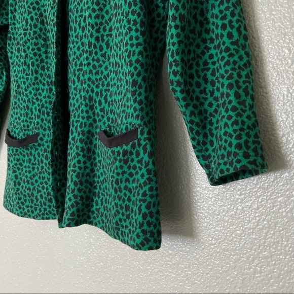 ADRIENNE VITTADINI Vintage Leopard Cardigan Small Green Black Y2K Dark Academia - Picture 5 of 11